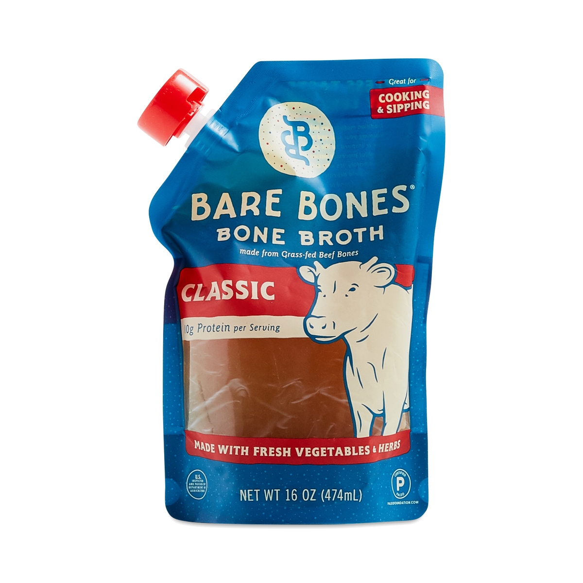 Bare Bones 6 Packs Beef Bone Broth Classic 16oz 