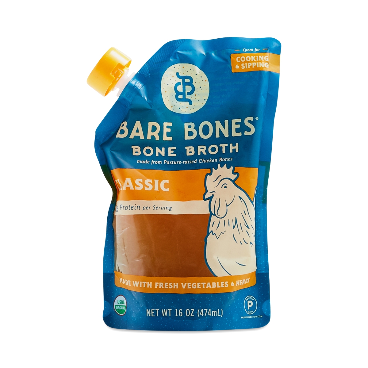 Bare Bones 6 Packs Organic Bone Broth Classic Chicken 16oz