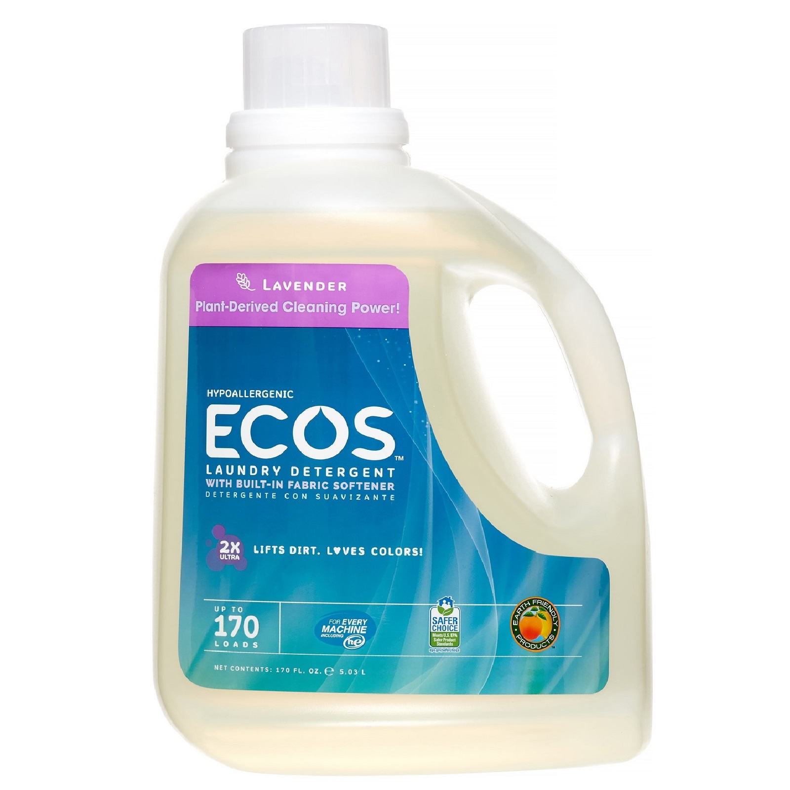 ECOS 2 Packs Hypoallergenic Laundry Detergent Lavender 170oz Carlo