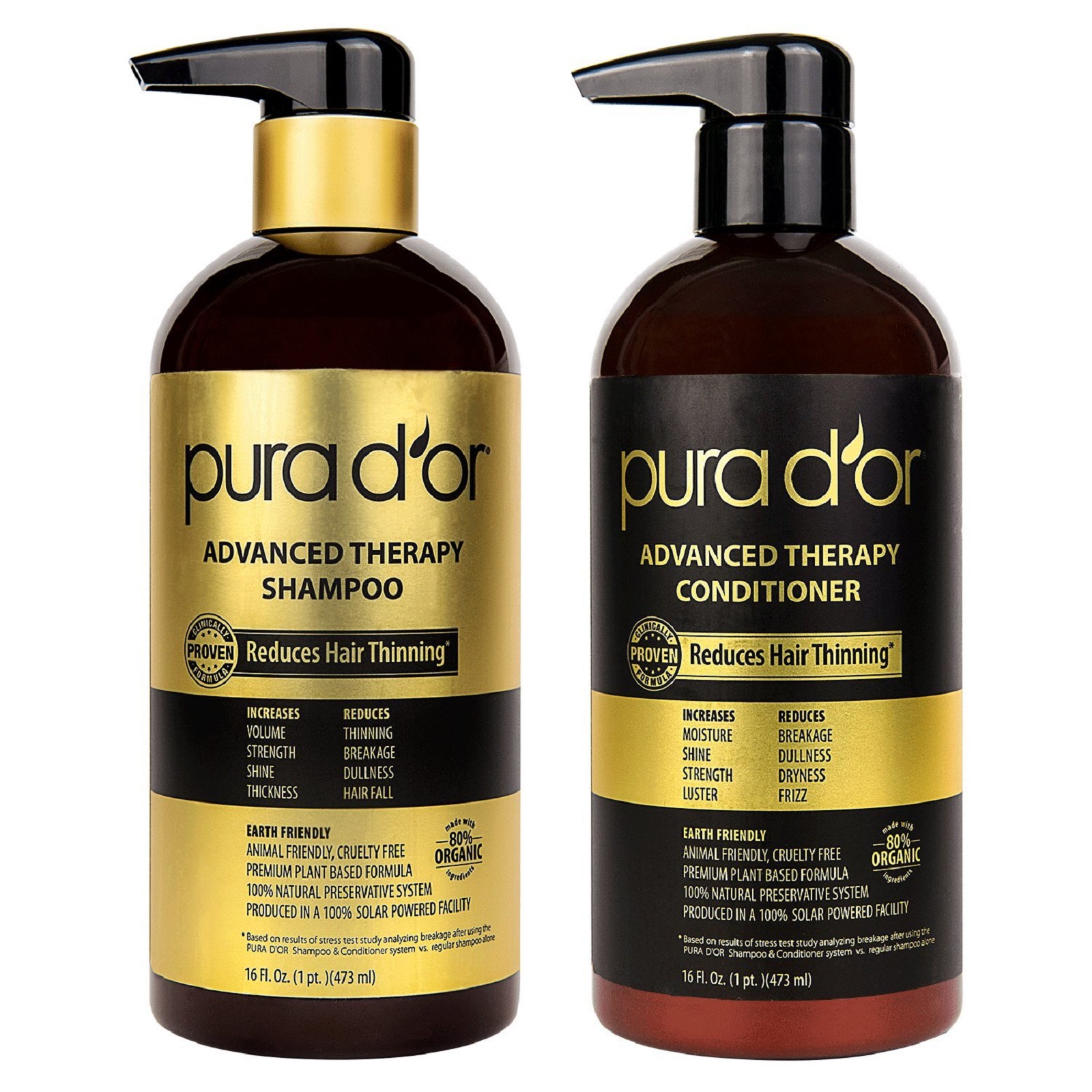 PURA D'OR Advanced Therapy System Shampoo & Conditioner Bundle - Carlo