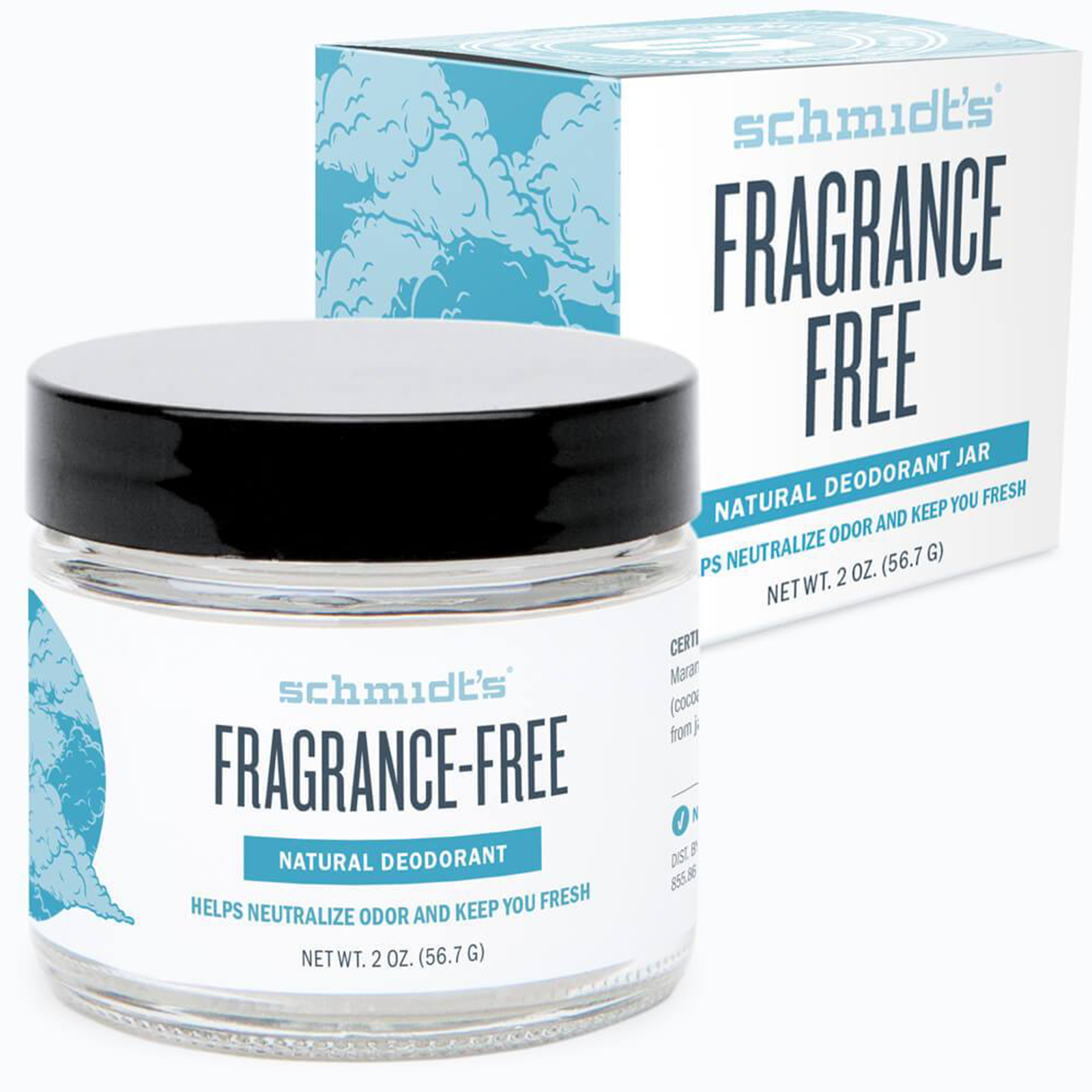 Schmidts Natural Deodorant Jar Fragrance Free 2oz Carlo