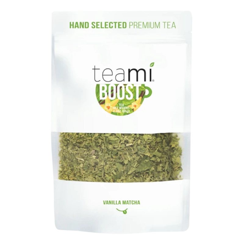 A hybrid of ceremonial matcha green tea powder and traditional loose-leaf tea, Teami Boost is a powerful tea blend has cool minty taste and warm vanilla notes.