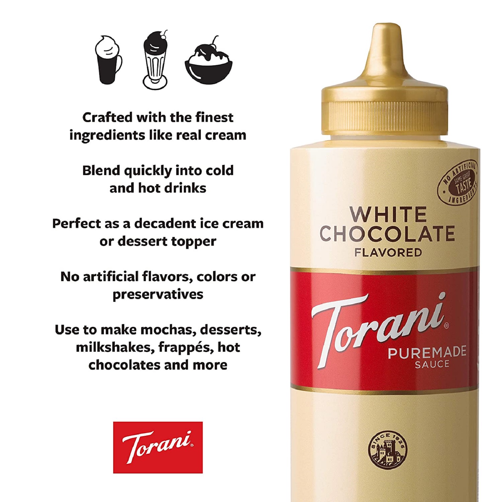 Torani Puremade White Chocolate Sauce 16.5oz - Carlo Pacific