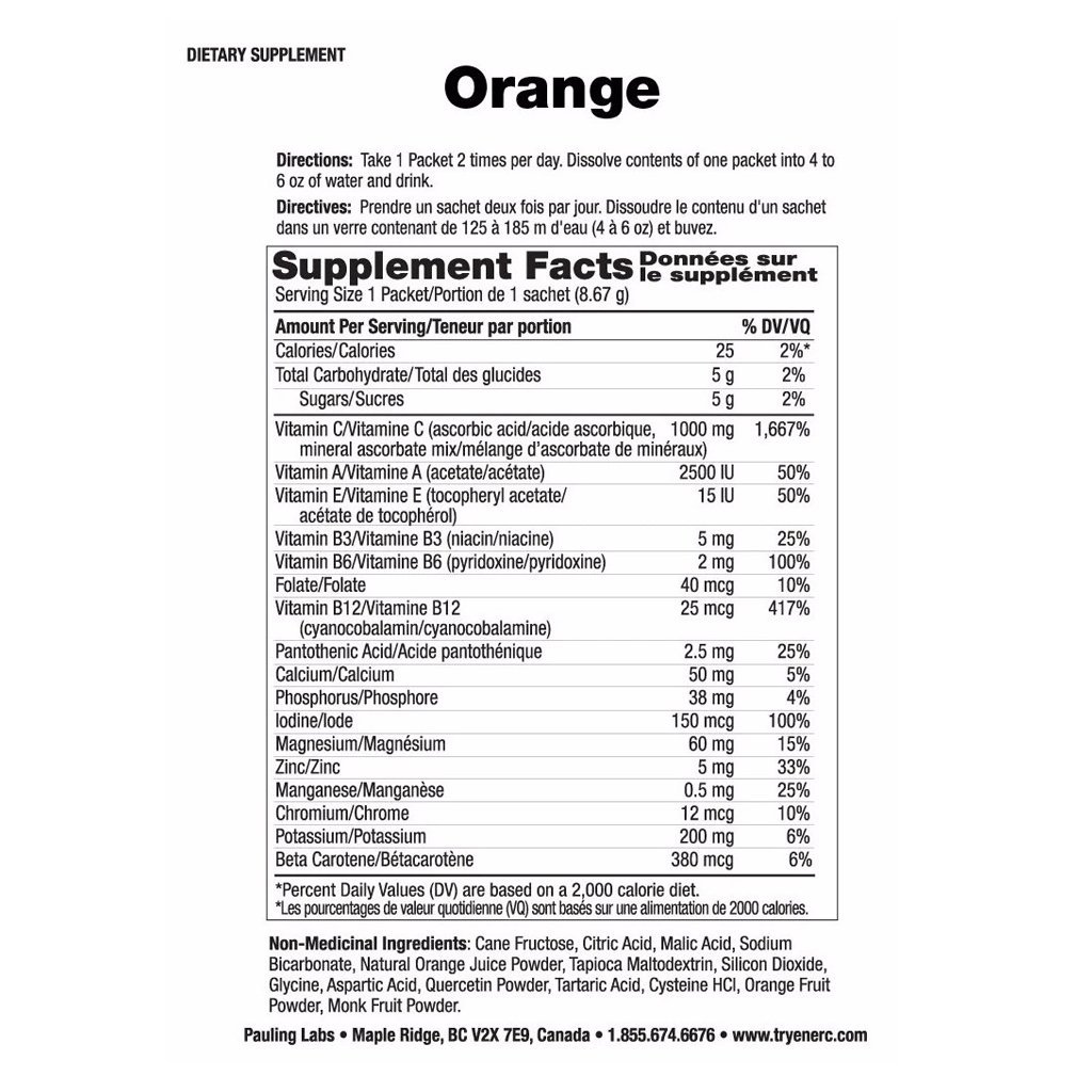 Ener C 1 000 Mg Vitamin C Effervescent Drink Mix Orange 30 Packets Carlo Pacific