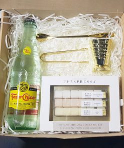 Grab this luxurious Mimosa Gift Set, great for any celebration! Featuring Teaspressa's LUXE cocktail sugar cubes and Topo Chico carbonated water.