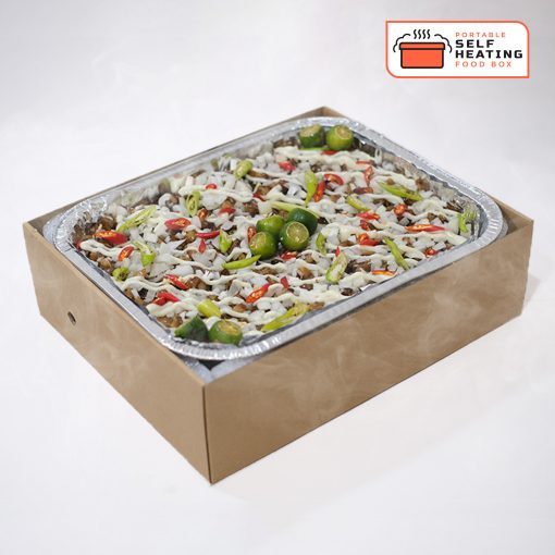 Send Pork SIsig Hotbox in a personalized, self-heating box to keep your food hot and fresh. Delivery in Metro Manila via CarloPacific.com.